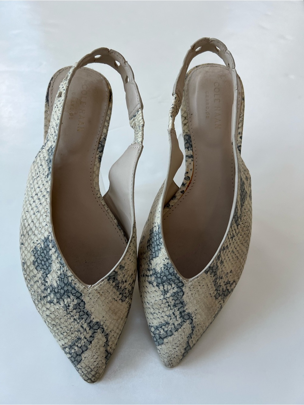Cole Haan Snakeskin-Print Slingback Pointed Flats size 6 1/2B